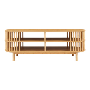 Mobile Porta TV Jarvenpaa con 4 Scomparti in Bambù 140 x 40 x 50 cm - Naturale [en.casa]