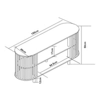 Mobile Porta TV Jarvenpaa con 4 Scomparti in Bambù 150 x 48 x 50 cm - Naturale [en.casa]