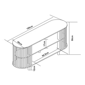Mobile Porta TV Jarvenpaa con 4 Scomparti in Bambù 150 x 48 x 50 cm - Naturale [en.casa]