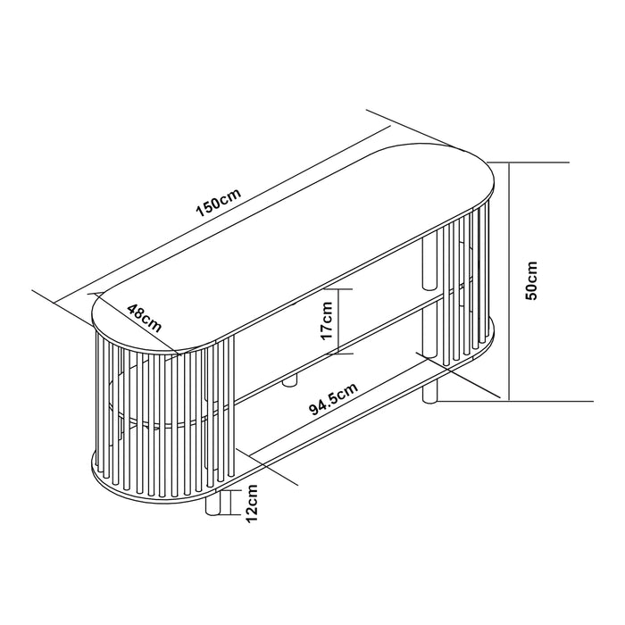 Mobile Porta TV Jarvenpaa con 4 Scomparti in Bambù 150 x 48 x 50 cm - Naturale [en.casa]