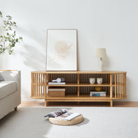 Mobile Porta TV Jarvenpaa con 4 Scomparti in Bambù 150 x 48 x 50 cm - Naturale [en.casa]