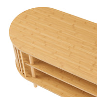 Mobile Porta TV Jarvenpaa con 4 Scomparti in Bambù 150 x 48 x 50 cm - Naturale [en.casa]