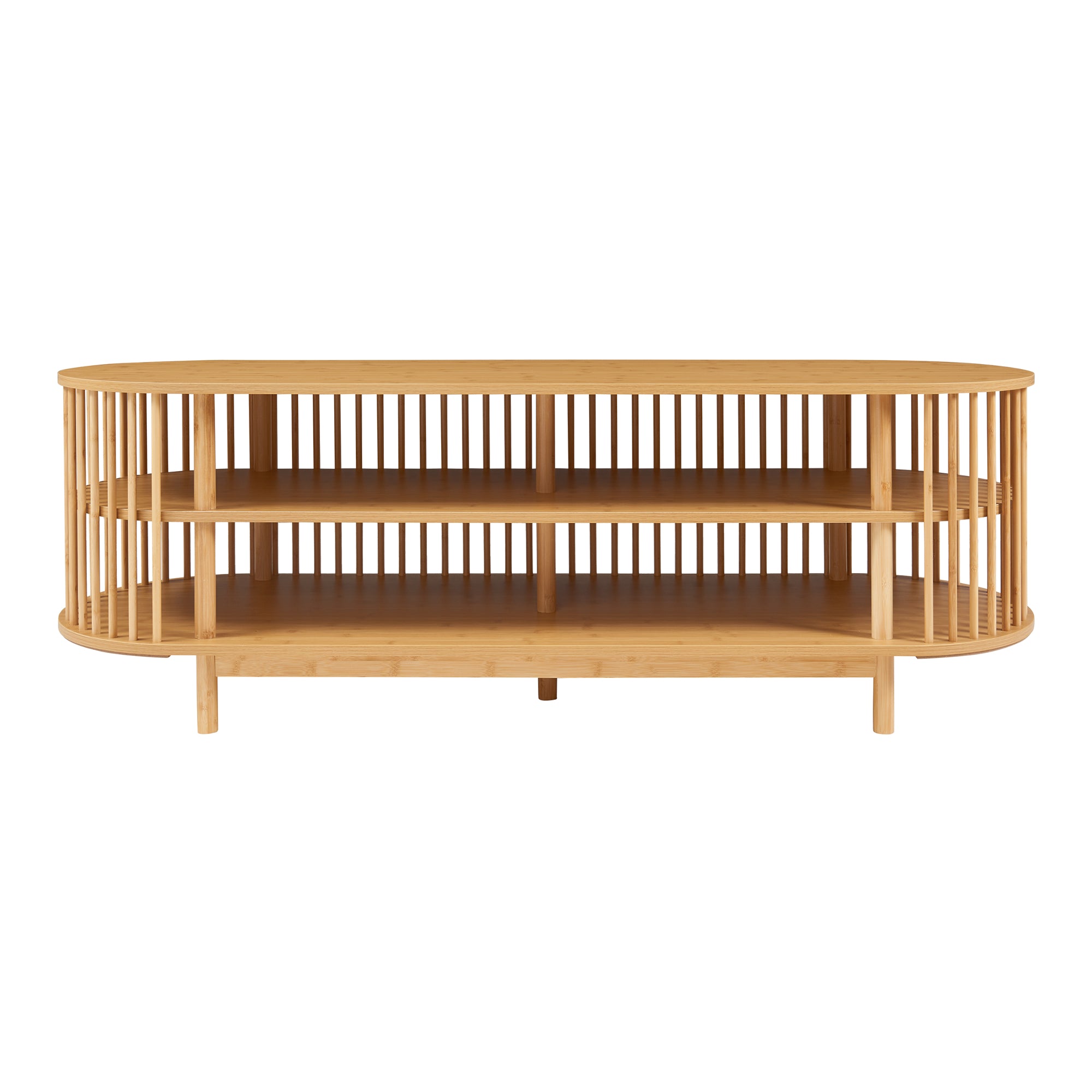 Mobile Porta TV Jarvenpaa con 4 Scomparti in Bambù 150 x 48 x 50 cm - Naturale [en.casa]