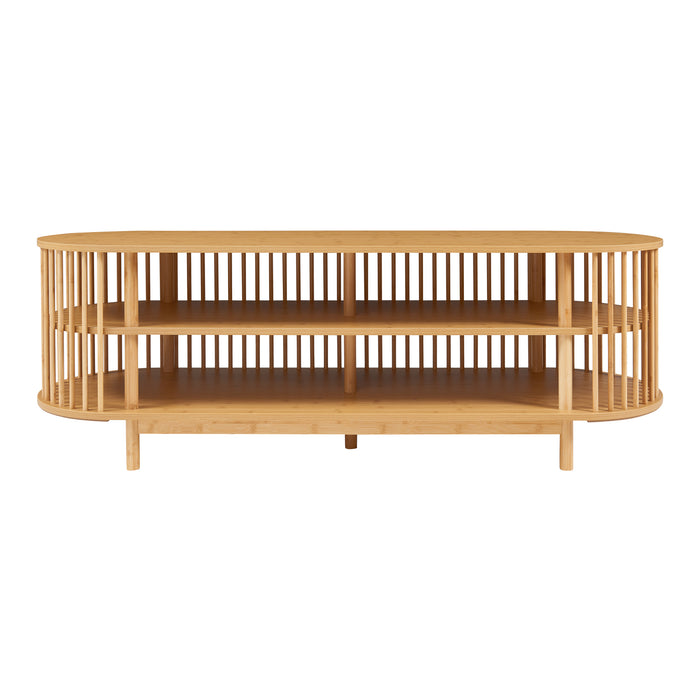 Mobile Porta TV Jarvenpaa con 4 Scomparti in Bambù 150 x 48 x 50 cm - Naturale [en.casa]
