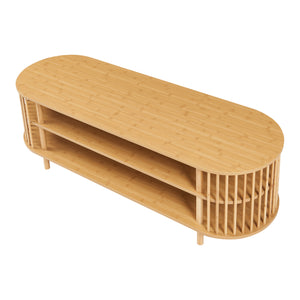 Mobile Porta TV Jarvenpaa con 4 Scomparti in Bambù 150 x 48 x 50 cm - Naturale [en.casa]