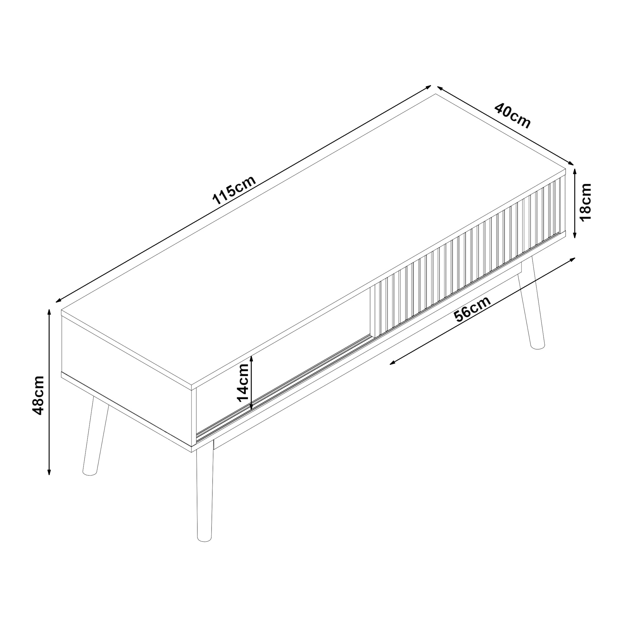 Mobile TV Landskrona con Ante Scorrevoli 115x40x48 cm Effetto Rovere [en.casa]