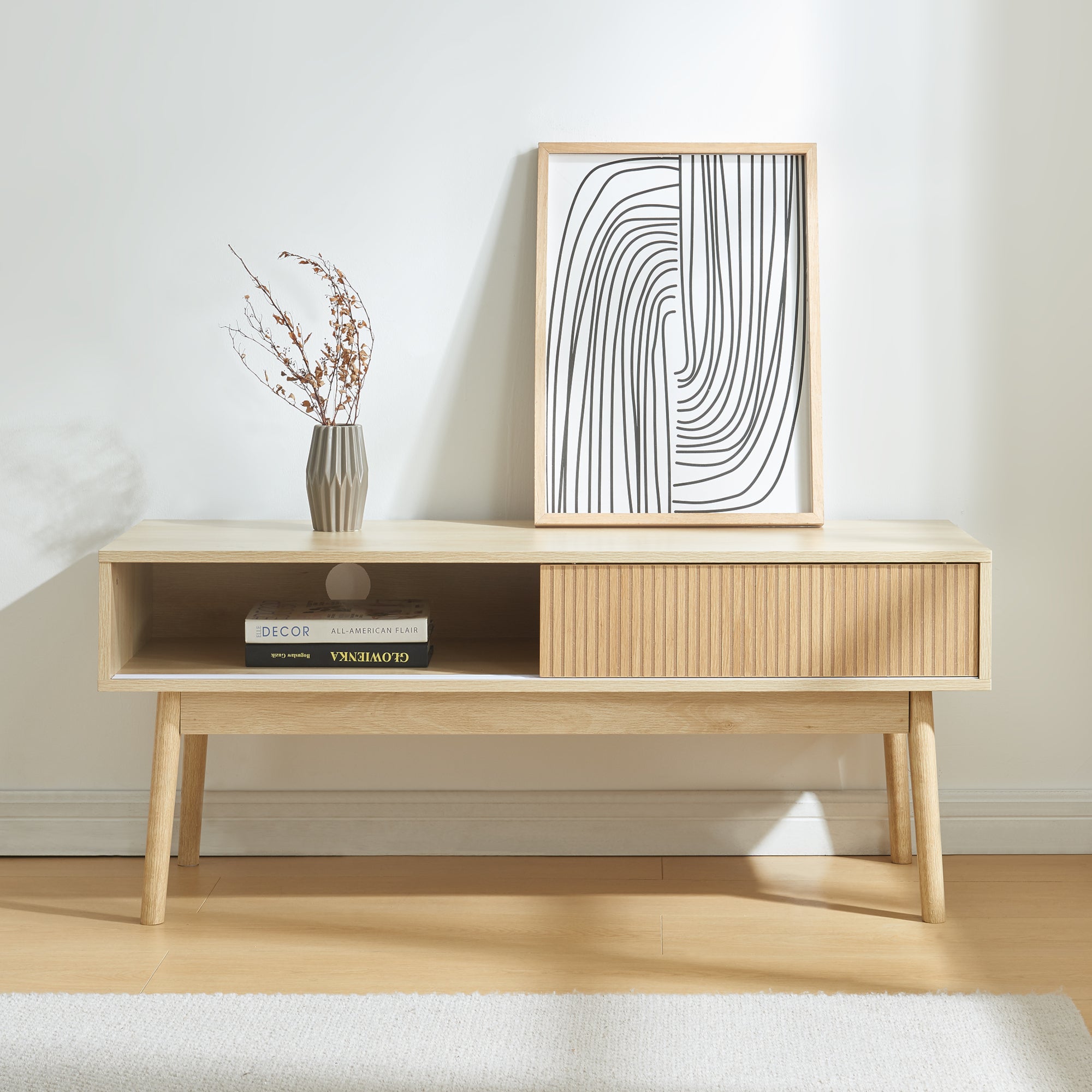 Mobile TV Landskrona con Ante Scorrevoli 115x40x48 cm Effetto Rovere [en.casa]