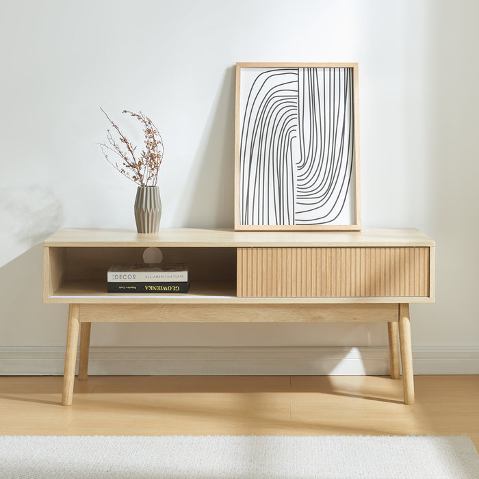 Mobile TV Landskrona con Ante Scorrevoli 115x40x48 cm Effetto Rovere [en.casa]