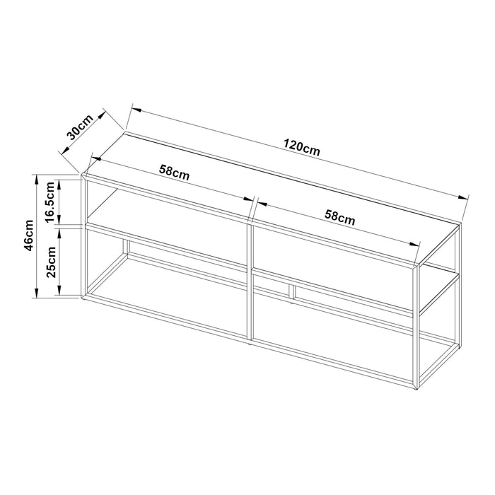 Mobile TV Solund Consolle Bassa in Acciaio Nero [en.casa]