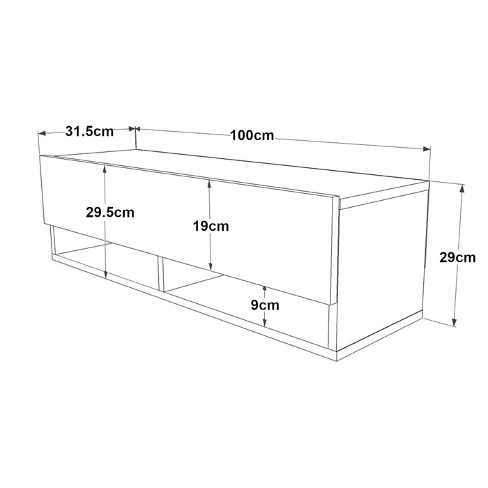 Consolle da Parete 'Laitila' con Anta e Scomparti Mobile Pensile Porta TV 100 cm - Rovere Rustico/Bianco [en.casa]