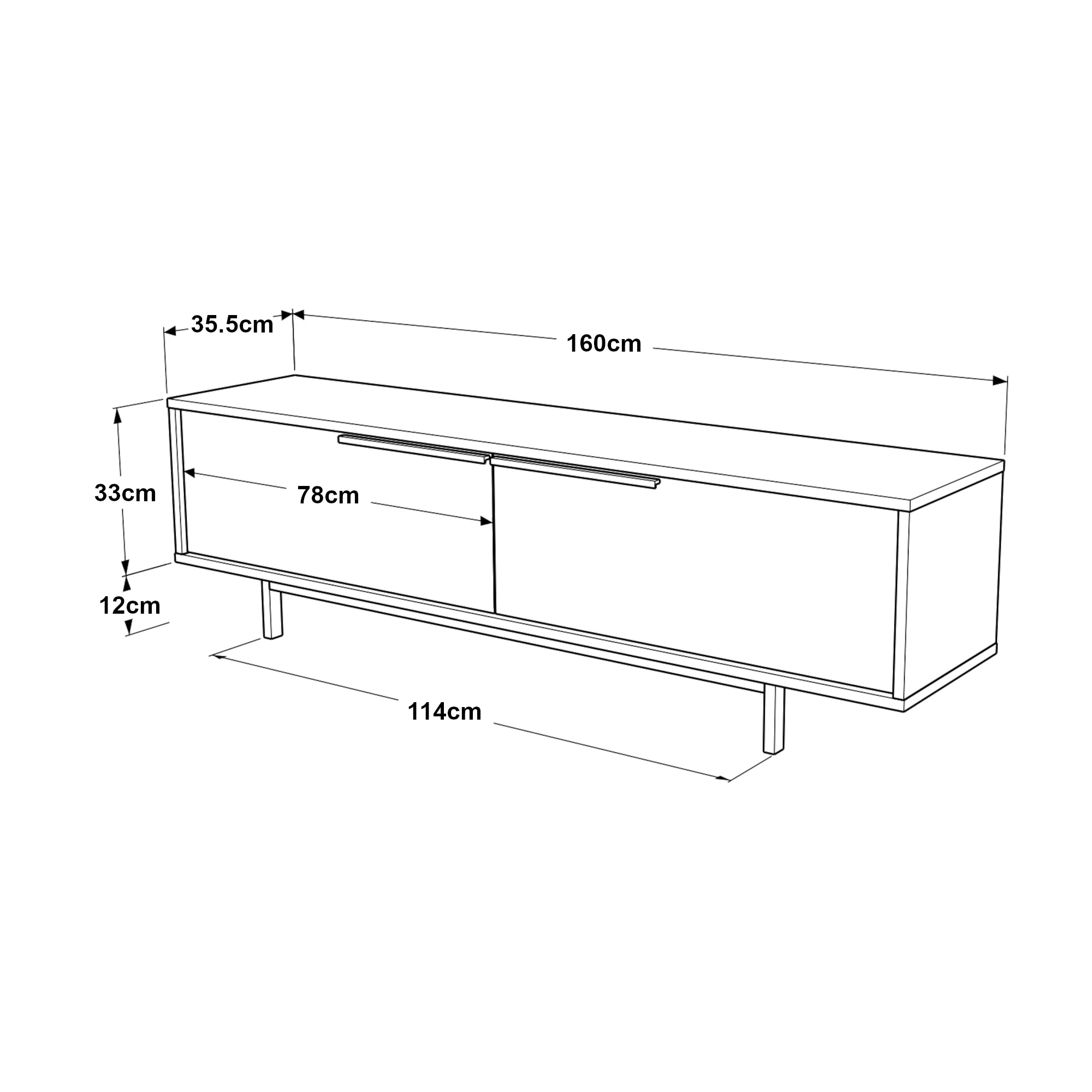 Mobile TV Kvænangen con 2 Scomparti Chiusi - Effetto Rovere / Rattan [en.casa]