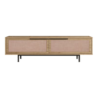 Mobile TV Kvænangen con 2 Scomparti Chiusi - Effetto Rovere / Rattan [en.casa]