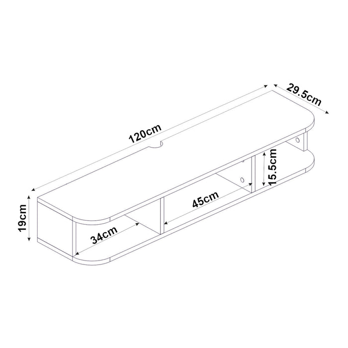 Mobile Porta TV da Parete Oundsvas con 3 Scomparti 120 x 30 x 19 cm - Bianco [en.casa]