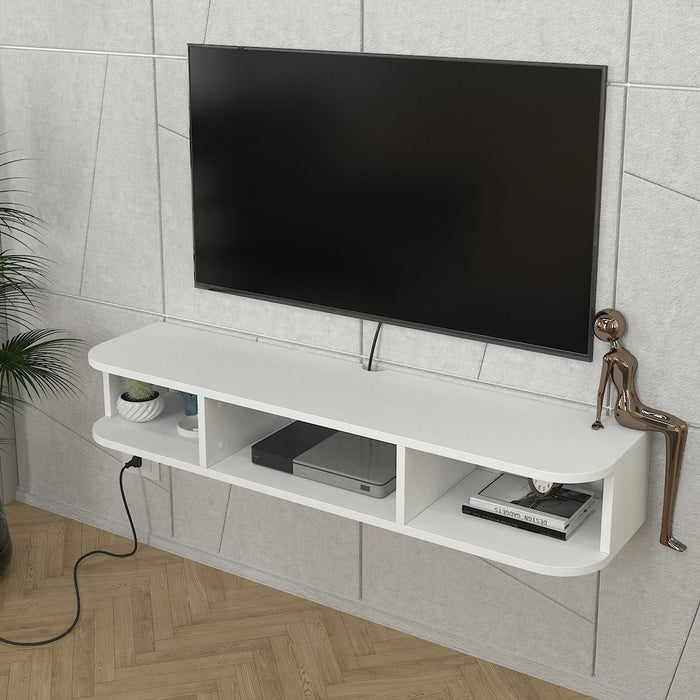 Mobile Porta TV da Parete Oundsvas con 3 Scomparti 120 x 30 x 19 cm - Bianco [en.casa]