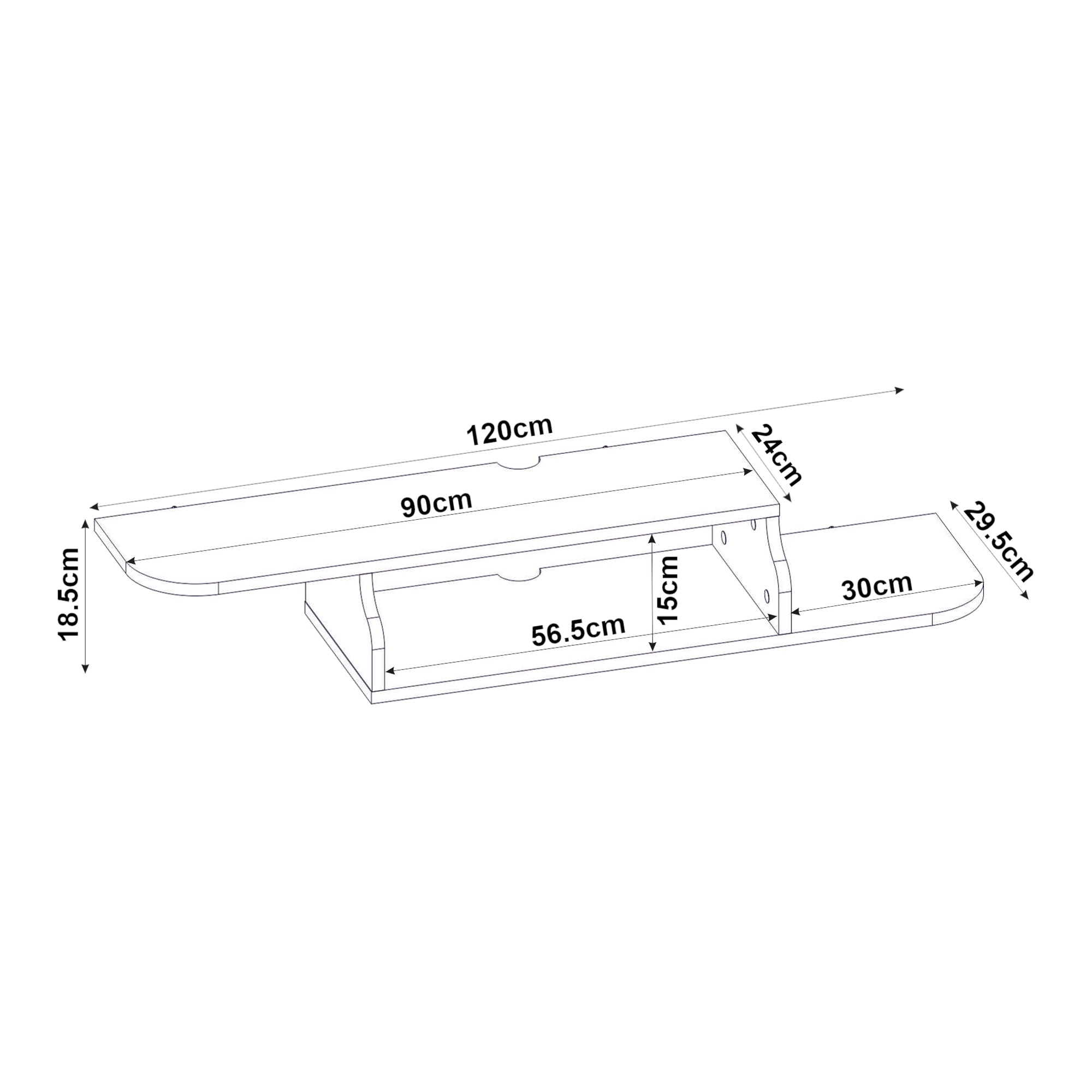 Mobile Porta TV Kershaby con Scomparto Aperto 120 x 30 x 19 cm - Bianco [en.casa]
