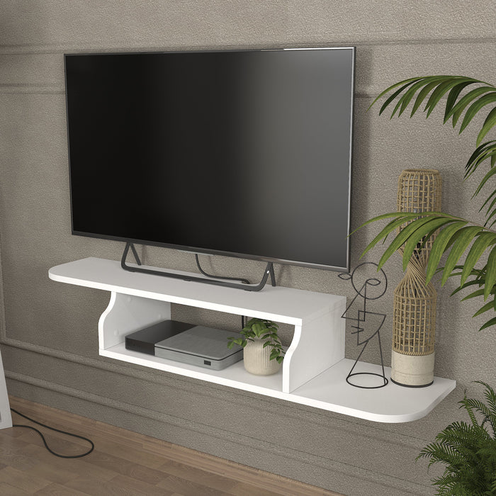 Mobile Porta TV Kershaby con Scomparto Aperto 120 x 30 x 19 cm - Bianco [en.casa]