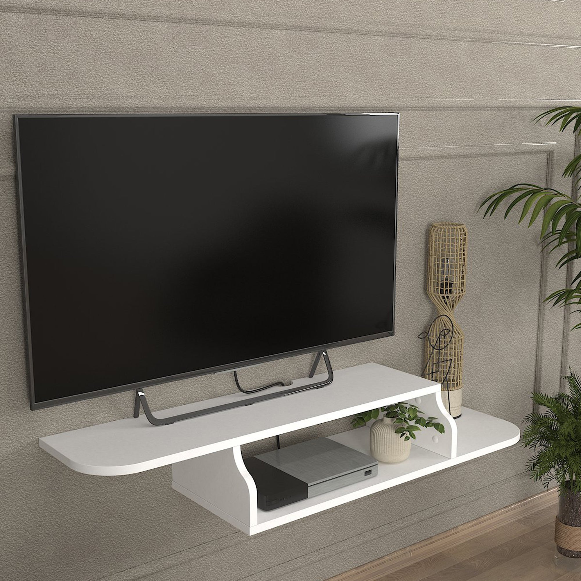 Mobile Porta TV Kershaby con Scomparto Aperto 120 x 30 x 19 cm - Bianco [en.casa]