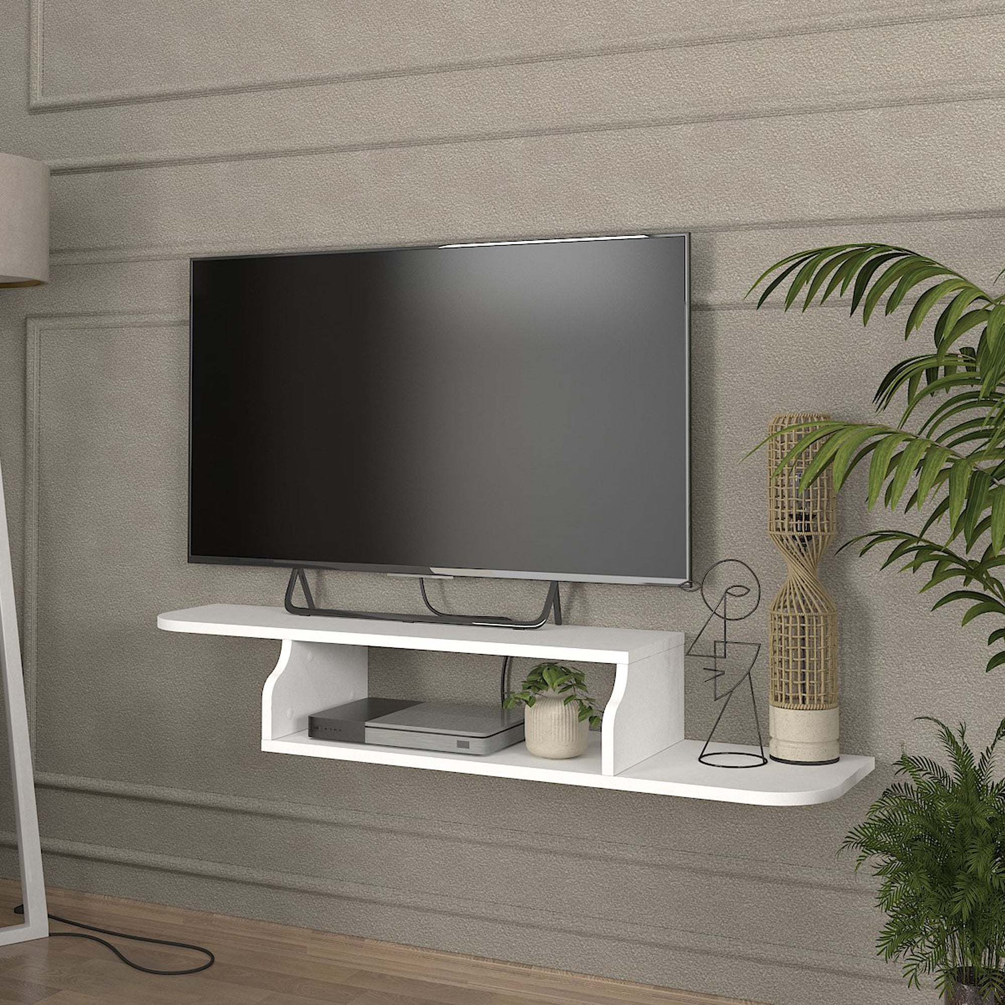 Mobile Porta TV Kershaby con Scomparto Aperto 120 x 30 x 19 cm - Bianco [en.casa]