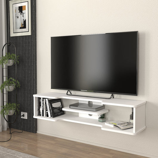 Mobile Porta TV Yrela da Parete con Ripiano 120 x 30 x 26 cm - Bianco [en.casa]