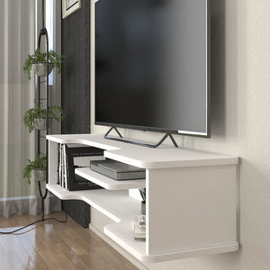 Mobile Porta TV Yrela da Parete con Ripiano 120 x 30 x 26 cm - Bianco [en.casa]