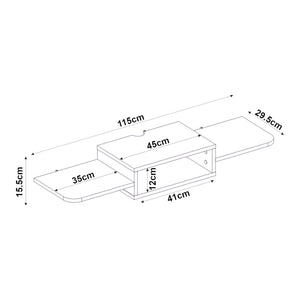 Mobile Porta TV Tar da Parete con Vano Aperto e Ripiani 115 x 30 x 16 cm - Bianco [en.casa]