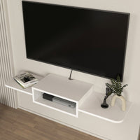 Mobile Porta TV Tar da Parete con Vano Aperto e Ripiani 115 x 30 x 16 cm - Bianco [en.casa]