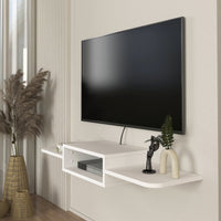 Mobile Porta TV Tar da Parete con Vano Aperto e Ripiani 115 x 30 x 16 cm - Bianco [en.casa]