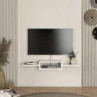 Mobile Porta TV Tar da Parete con Vano Aperto e Ripiani 115 x 30 x 16 cm - Bianco [en.casa]