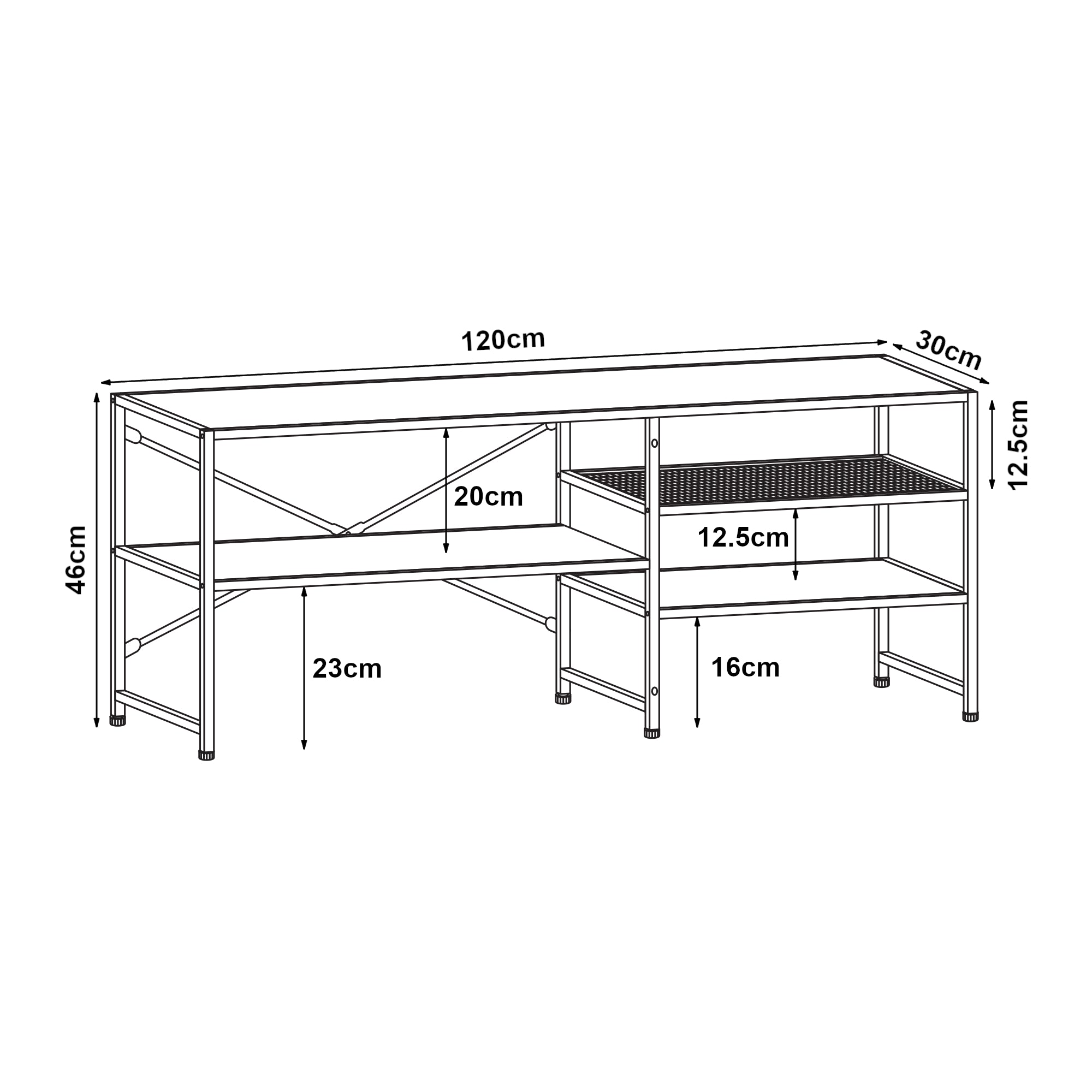 Mobile TV Västiarharg 120x30x46 cm Nero / Effetto Noce [en.casa]
