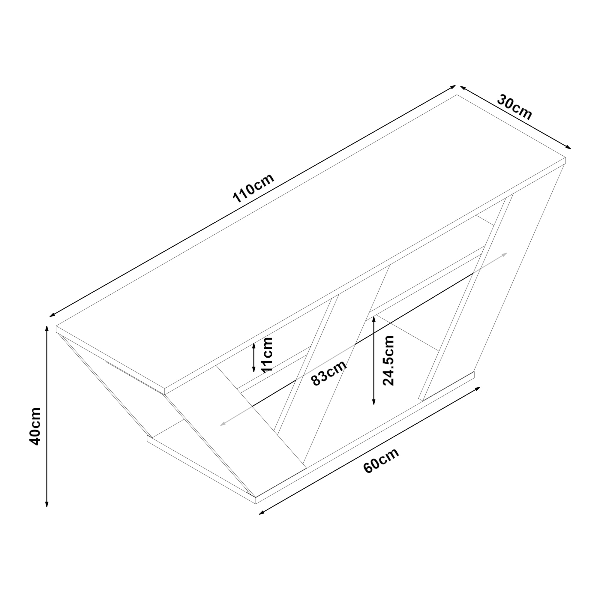 Mobile TV Nome Trapezoidale a 3 Piani - Effetto Rovere [en.casa]