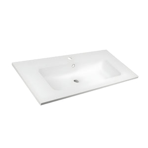 Lavabo ad incasso mineral marmo colore bianco opaco mobile composizione bagno *** misure 91x46 cm, confezione 1