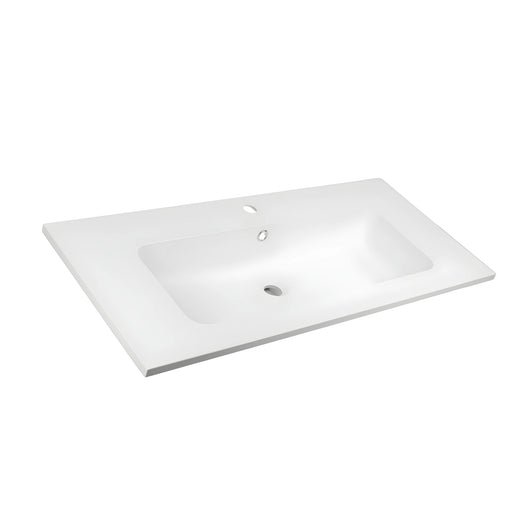 Lavabo ad incasso mineral marmo colore bianco opaco mobile composizione bagno *** misure 91x46 cm, confezione 1