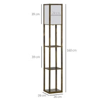 Lampada da Terra con 3 Mensole Integrate, Attacco E27 Potenza 40W, 26x26x160cm, Colore Legno