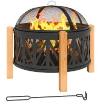 Braciere 2-in-1 Ø75 x 58 cm con Protezione anti-scintille, Nero