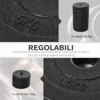 Set Manubri Palestra 50kg (8x5kg, 4x1.5kg), Pesi Palestra con 12 Dischi da 1.5kg, 5kg, Փ25mm, per Allenamento a Casa