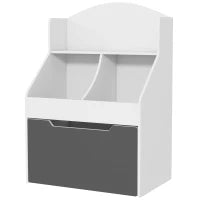 Libreria per Bambini a 2 Livelli con Cassetto su Ruote per Giochi e Libri, 62x40x88 cm, Bianco