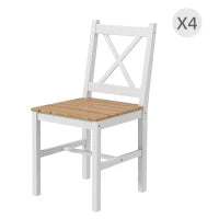 Set 4 Sedie per Cucina e Soggiorno con Schienale a Croce, in Legno di Pino, 41x46.5x86 cm