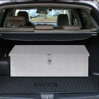 Cofanetto Porta Attrezzi in Alluminio, Cassetta degli Attrezzi con Maniglie Retrattili e Chiusura con Chiave, 76L x 33L x 25H cm, Grigio