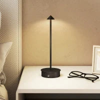 Set di 2 Lampade da Tavolo LED Ricaricabili con USB e Controllo Touch e Luce Regolabile Ø10x30 cm Nero