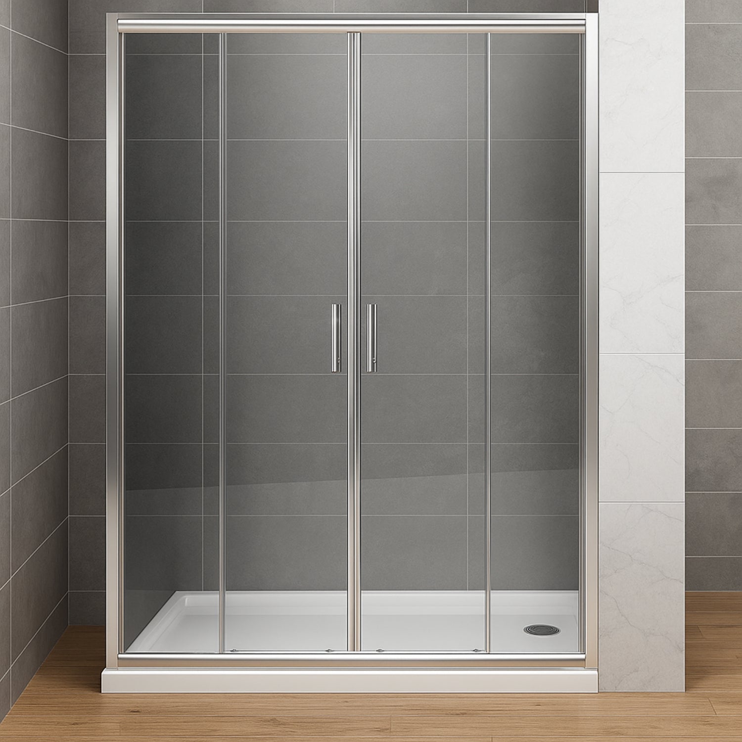 Porta doccia scorrevole slide4 per nicchia quattro ante cristallo trasparente *** misure 118-124 x h190 cm trasparent...