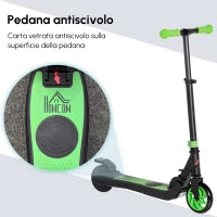 Monopattino Elettrico Pieghevole per Bambini 6+ Anni ad Altezza Regolabile, 71x36.5x75-80 cm, Nero e Verde