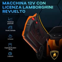 Macchina Elettrica per Bambini con Luci LED, Clacson e Telecomando, in Plastica e Acciaio, 105x60x40 cm, Arancione