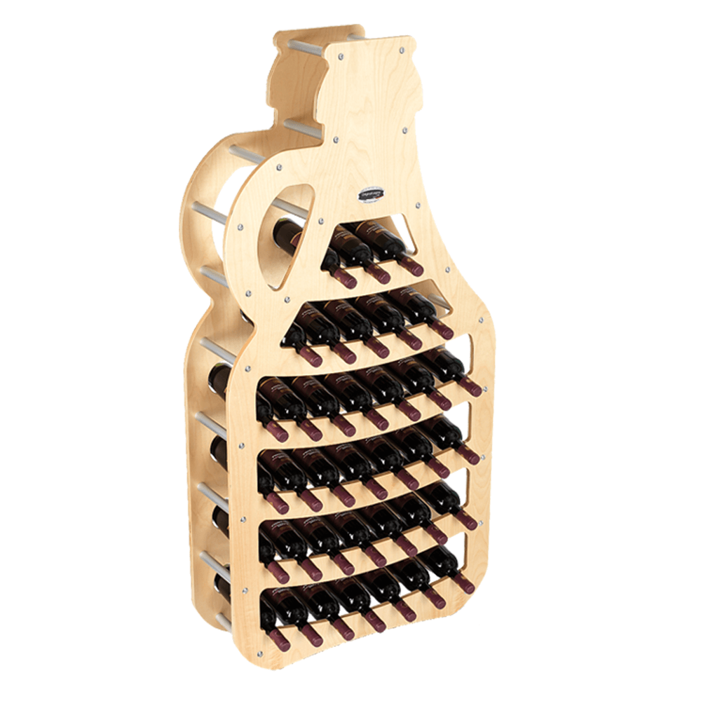 CANTINETTA IN LEGNO PORTA BOTTIGLIE VINO MODELLO FIASCO 36 BOTTIGLIE FINITURA ACERO L.75 x P,25 x H.150 100% FABBRICATO IN ITALIA
