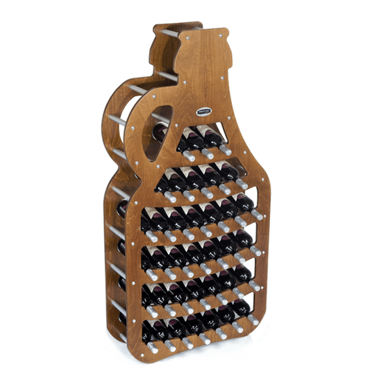 CANTINETTA IN LEGNO PORTA BOTTIGLIE VINO MODELLO FIASCO 36 BOTTIGLIE FINITURA NOCE L.75 x P,25 x H.150 100% FABBRICATO IN ITALIA