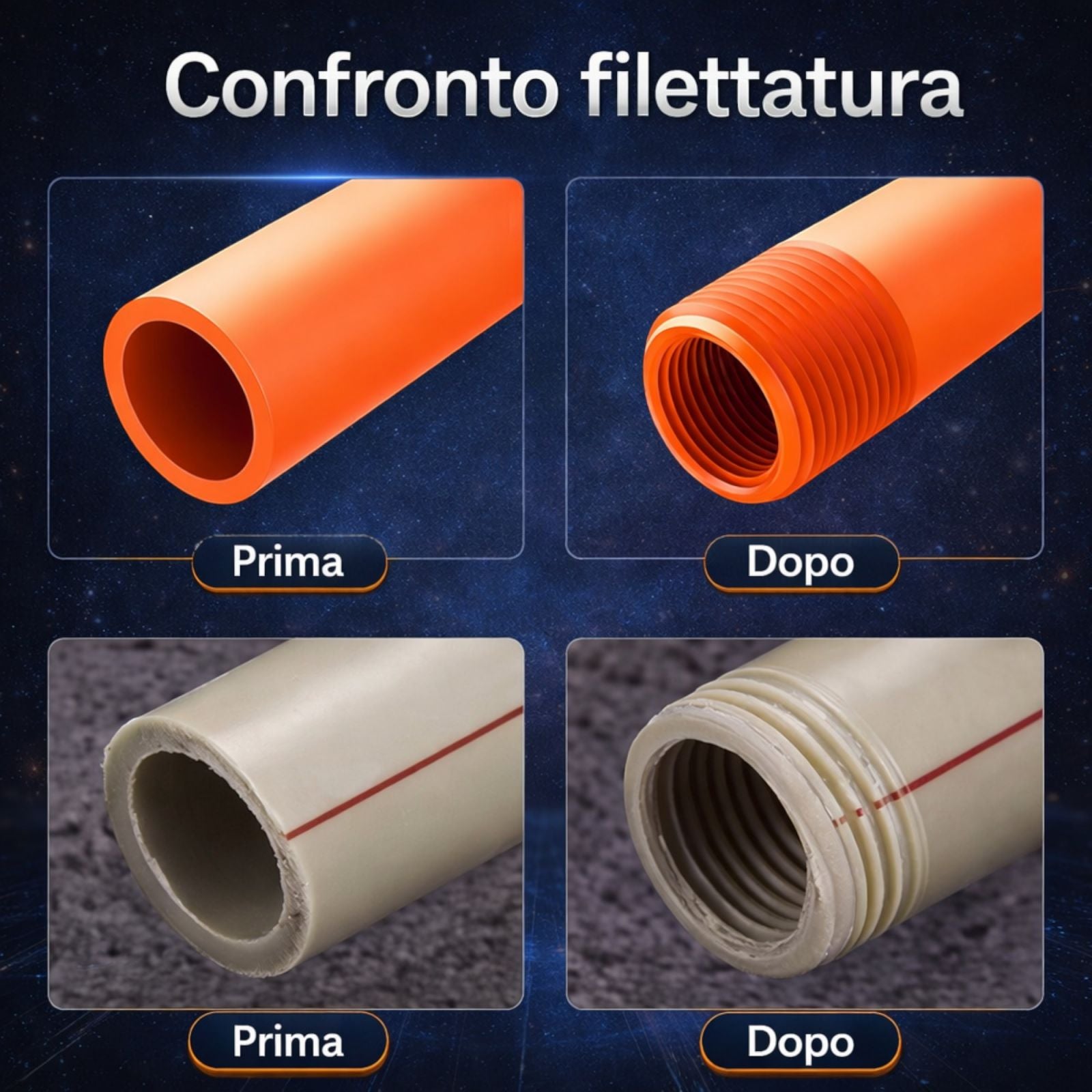 Filettatore PPR 1/2 3/4 per Tubi Idraulici Per Uso Manuale o Trapano Elettrico