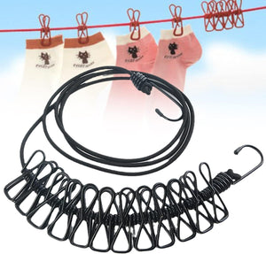 Filo stendibiancheria corda elastica da esterno balcone campeggio 12 mollette