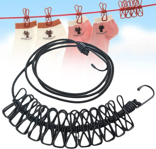 Filo stendibiancheria corda elastica da esterno balcone campeggio 12 mollette