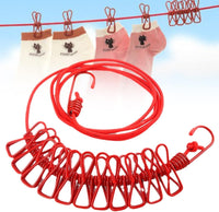 Filo stendibiancheria corda elastica da esterno balcone campeggio 12 mollette