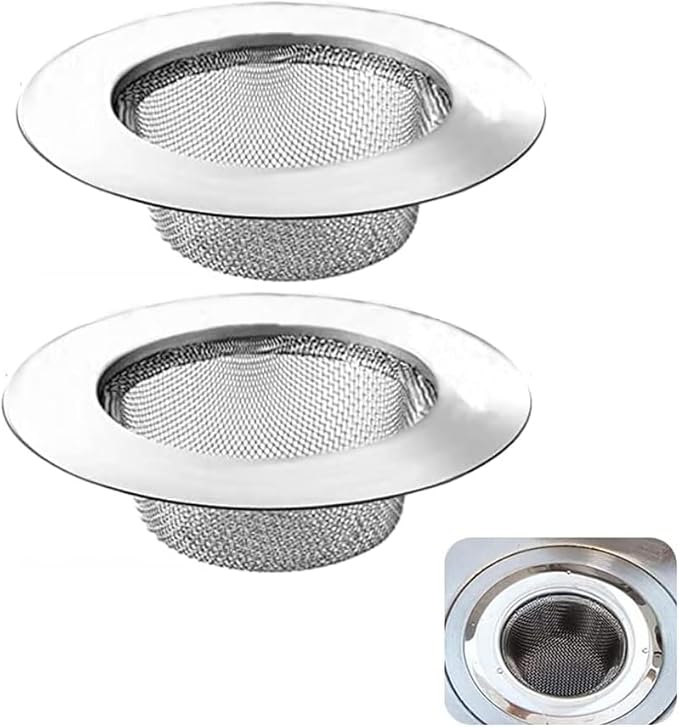 Filtri Lavello in Acciaio Inox 9 cm Set 2 Pezzi per Cucina e Doccia Scarico Lavandino 79532