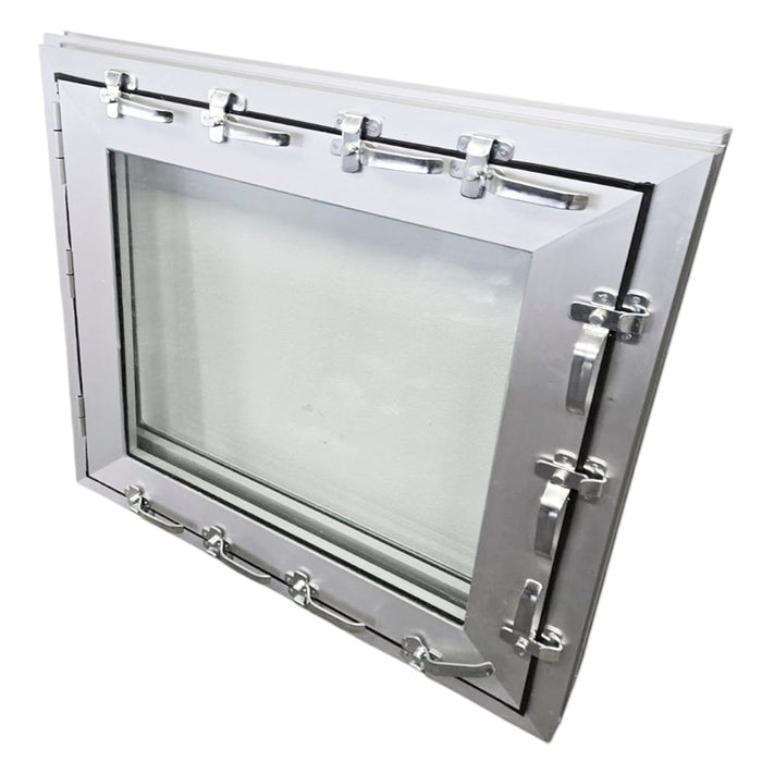 Finestra antiallagamento su misura anta unica altezza da 60 a 140 cm larghezza da 60 a 120 cm colore alluminio